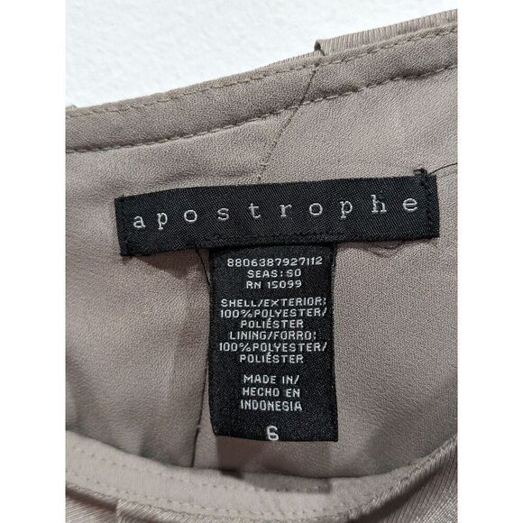 Apostrophe Taupe Sateen One Shoulder Double Ruffle Party Mini Dress, 6 - Picture 7 of 7